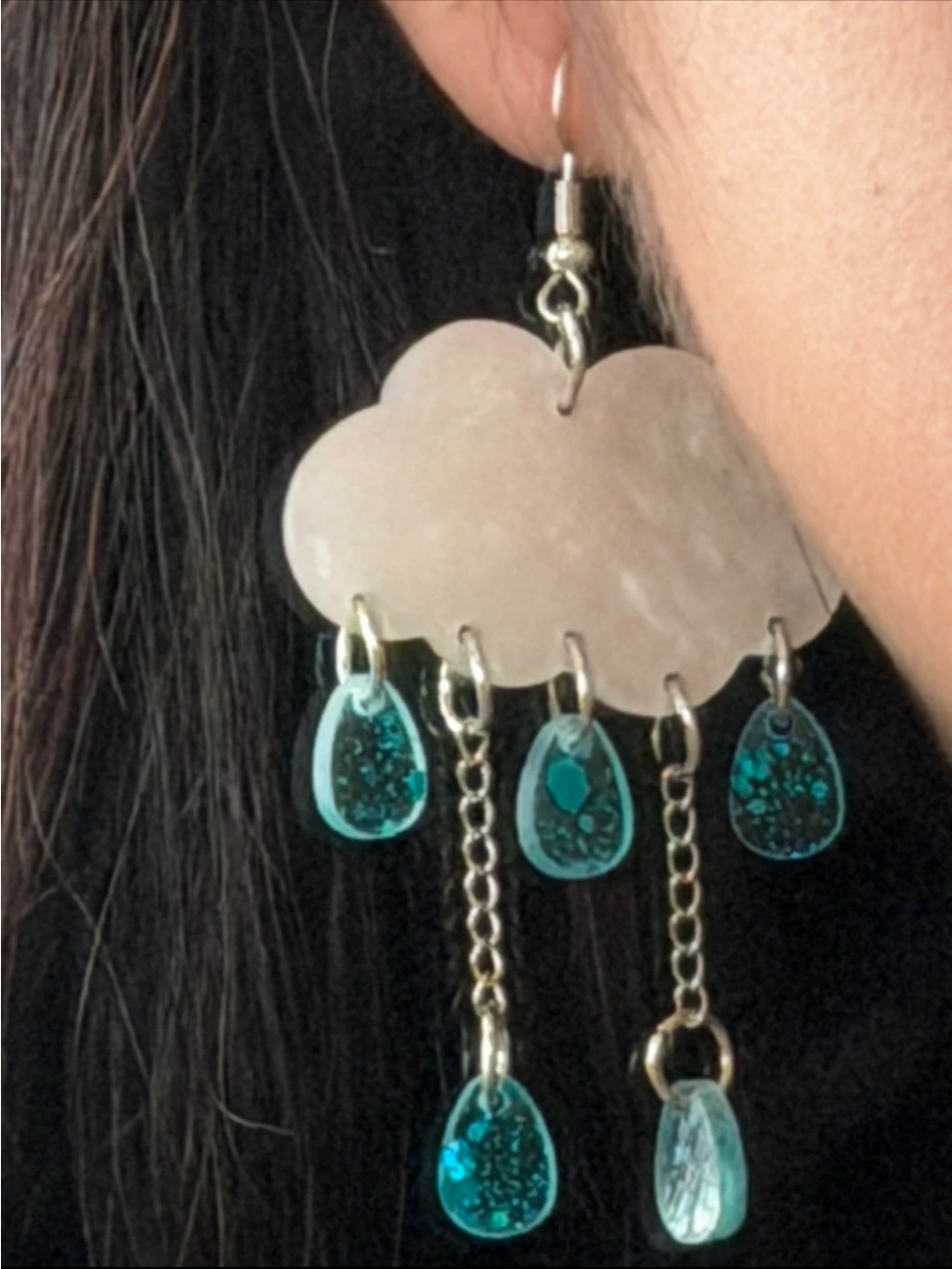 🌧️ White Cloud Earrings 🌧️ - Picture 4 of 5